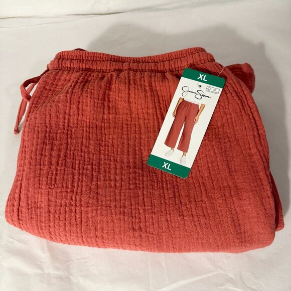 Jessica Simpson Women's Cotton Gauze Pant Size XL Rustic Red Wide Leg Boho NEW - Picture 12 of 12